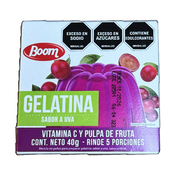 Gelatina sabor a uva, 40 g